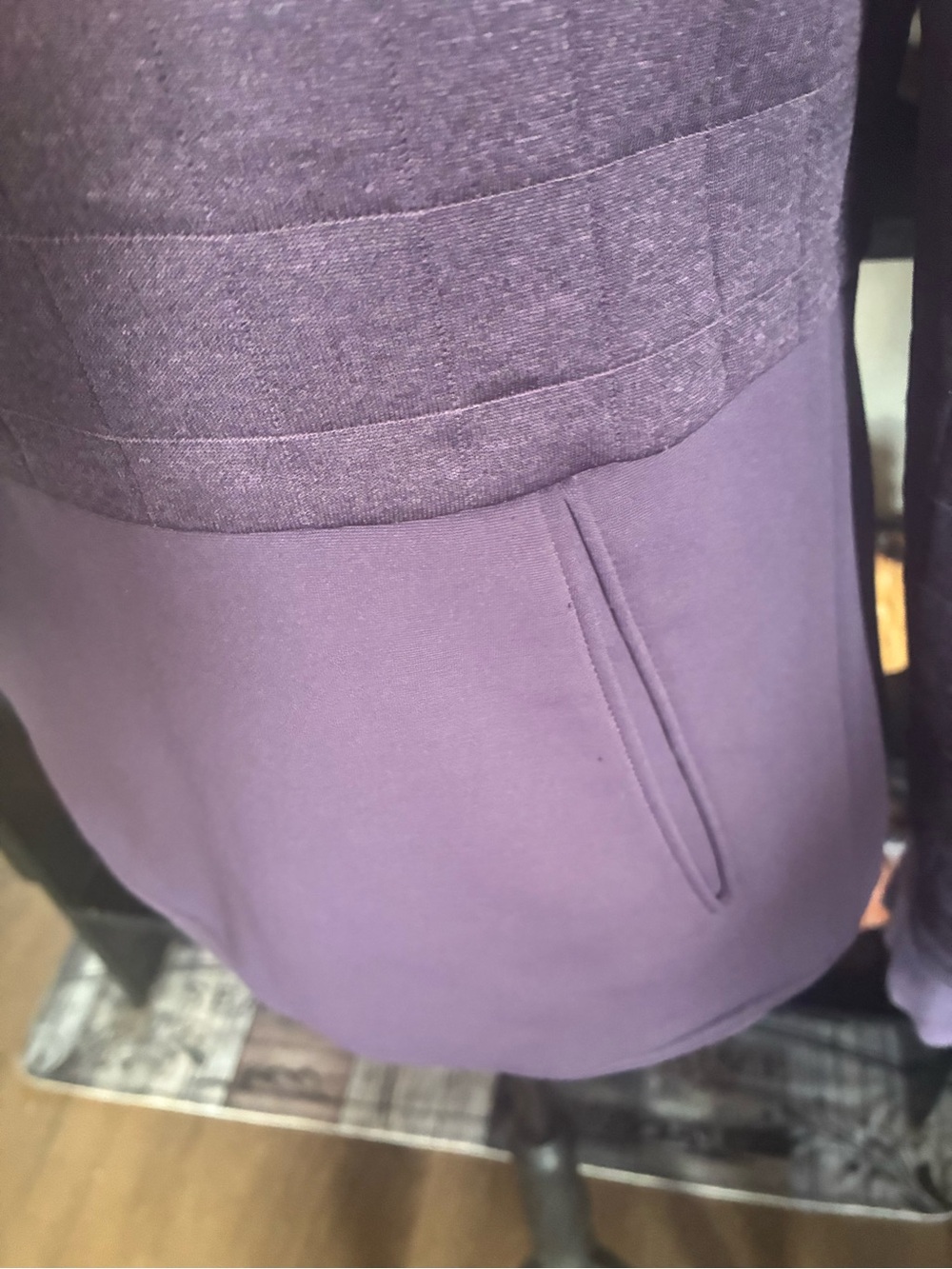 The North Face Women's Dark Purple Quilted Pullover Hoodie with Pink Logo - Picture 6 of 11